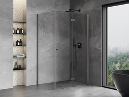 Mexen Mist-F Sulankiojama dešinė dušo kabina 85 x 95 cm, permatoma, šepečiuoti tamsaus pilko ginklo atspalvio
