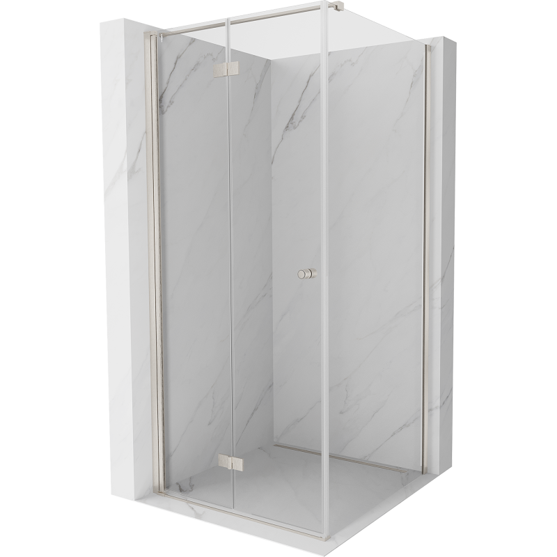 Mexen Mist-F Sulankstomos kairinės dušo kabinos matmenys 95 x 95 cm, skaidrus, šlifuotas nikelis - 8A6T-095-095-97-00-L