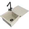 Mexen Cesar granito plautuvė su viena kamera, nutekamu ir virtuvės maišytuvu Duero, smėlinė - 6514-69-671600-70
