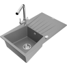 Mexen Cesar 1 dubens granitinė plautuvė su nusausintuvu ir Duero virtuviniu maišytuvu, pilka - 6514-71-671600-00