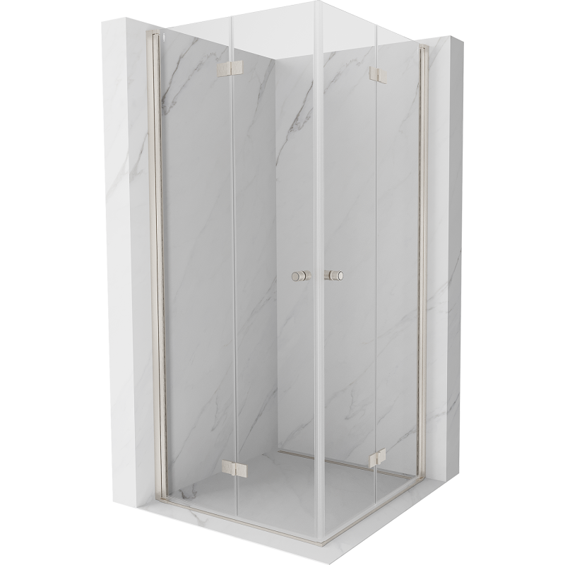 Mexen Mist-F Duo sulankstoma dušo kabina 70 x 70 cm, permatoma, šlifuotas nikelis - 8A6-070L-070P-97-00