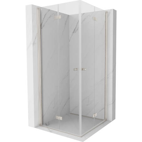 Mexen Mist-F Duo sulankstoma dušo kabina 70 x 70 cm, permatoma, šlifuotas nikelis - 8A6-070L-070P-97-00