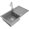 Mexen Leo granitinis 1-skylių plautuvas su nutekėjimu ir virtuviniu maišytuvu Telma, pilkas - 6501-71-670200-00