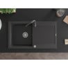 Mexen Leo granito kriauklė su vienu dubeniu ir nutekamu ir „Telma“ virtuviniu maišytuvu, juoda dėmėta - 6501-76-670200-76