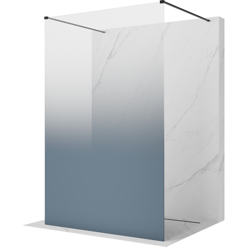 Mexen Kioto laisvai stovinti dušo sienelė 100 x 200 cm, ombre mėlyna 8 mm, juoda - 800-100-002-70-46