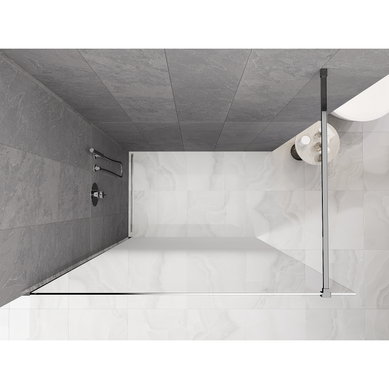 Mexen Kioto dušo sienelė Walk-in 110 x 200 cm, balta ombre 8 mm, chromas - 800-110-101-01-86