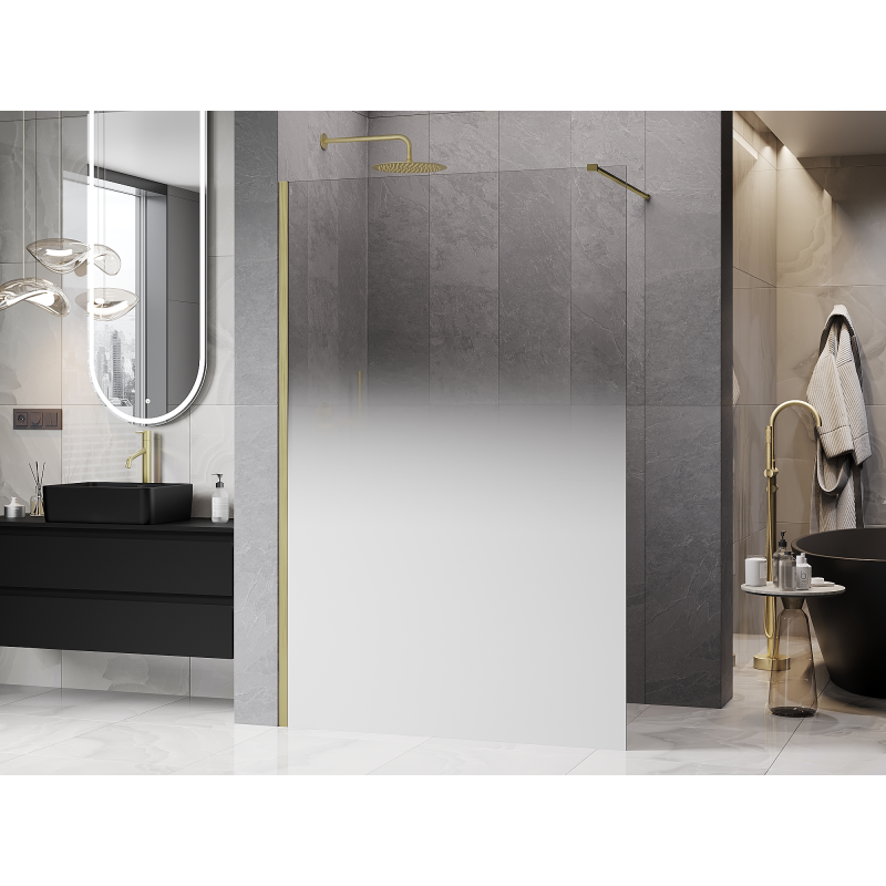 Mexen Kioto dušo pertvara Walk-in 70 x 200 cm, balta ombre 8 mm, šlifuotas auksas - 800-070-101-55-86