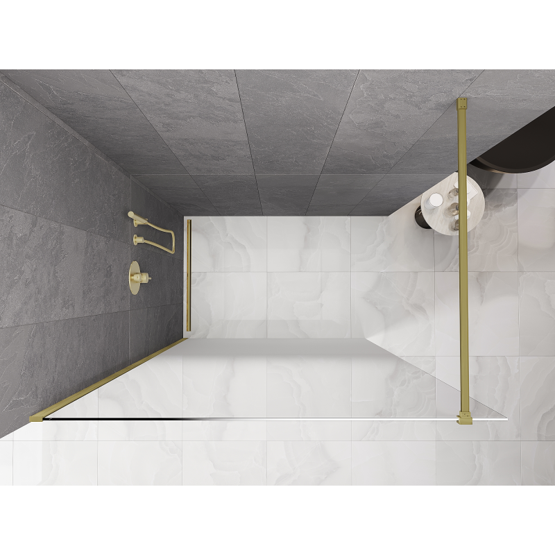 Mexen Kioto dušo pertvara Walk-in 70 x 200 cm, balta ombre 8 mm, šlifuotas auksas - 800-070-101-55-86