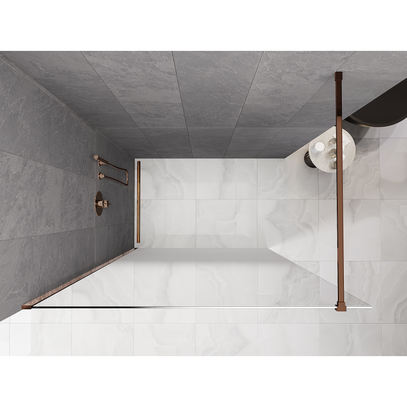 Mexen Kioto Dušo sienelė Walk-in 150 x 200 cm, ombre balta 8 mm, rausvas auksas - 800-150-101-60-86
