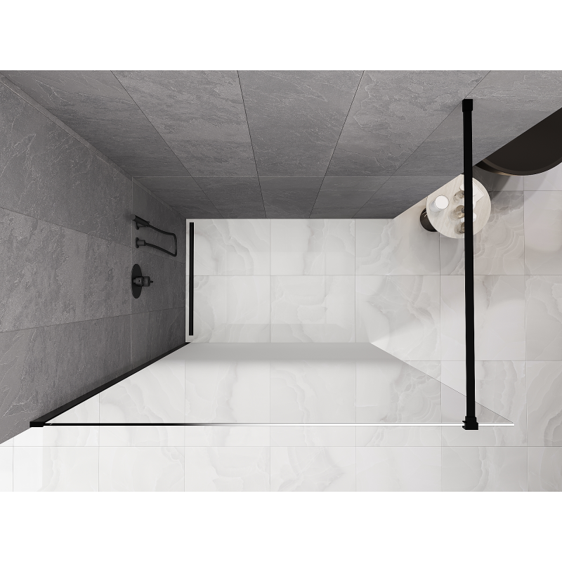Mexen Kioto dušo sienelė Walk-in 120 x 200 cm, ombre balta 8 mm, juoda - 800-120-101-70-86