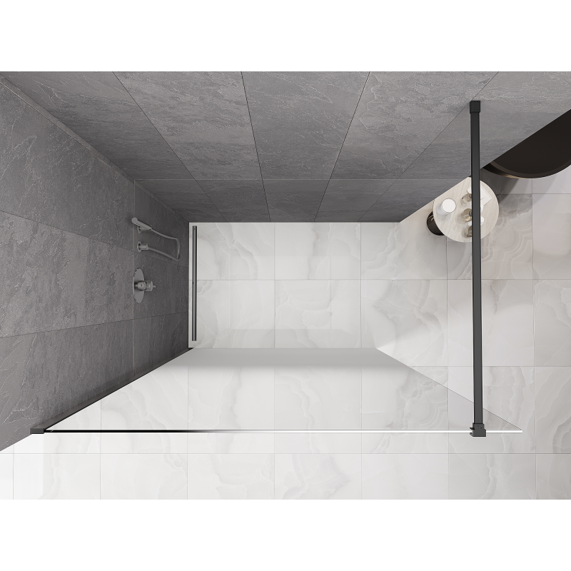 Mexen Kioto Dušo sienelė Walk-in 100 x 200 cm, balta ombre 8 mm, ginklo metalo - 800-100-101-95-86