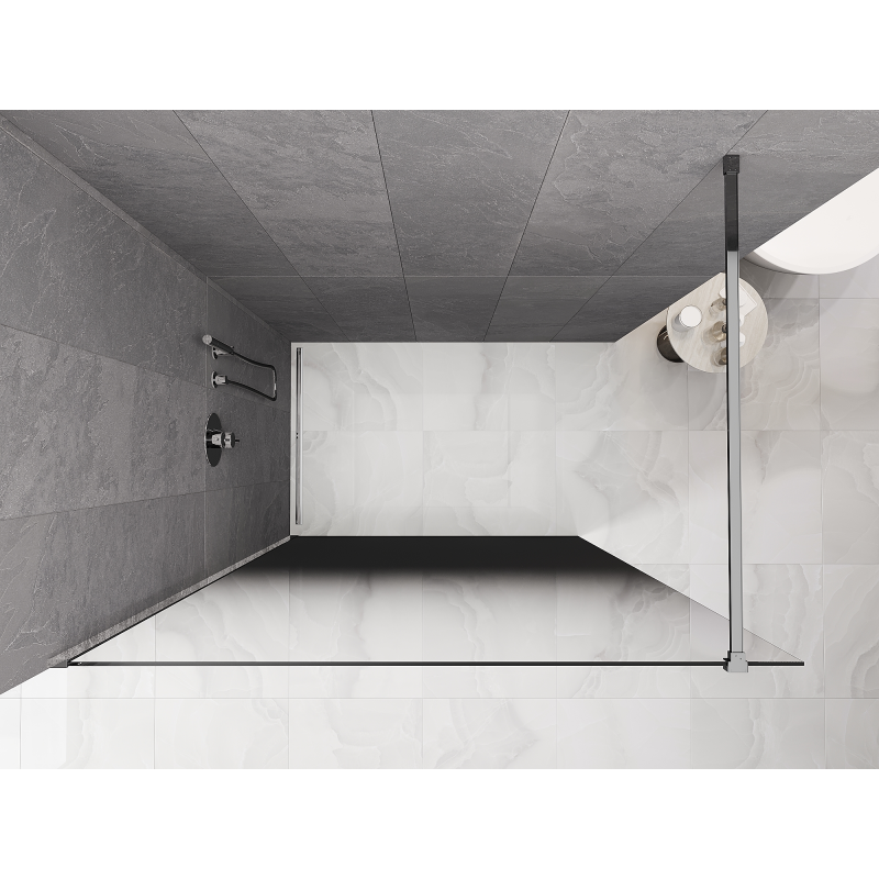 Mexen Kioto dušo pertvara Walk-in 70 x 200 cm, ombre juoda 8 mm, chromuota - 800-070-101-01-76