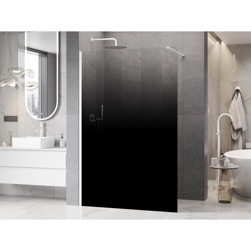 Mexen Kioto dušo sienelė Walk-in 100 x 200 cm, ombre juoda 8 mm, balta - 800-100-101-20-76