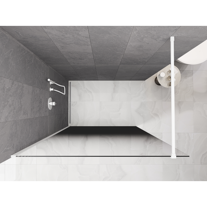 Mexen Kioto dušo sienelė Walk-in 150 x 200 cm, ombre juoda 8 mm, balta - 800-150-101-20-76
