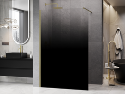 Mexen Kioto dušo pertvara Walk-in 90 x 200 cm, ombre juoda 8 mm, auksinė šluostyta - 800-090-101-55-76