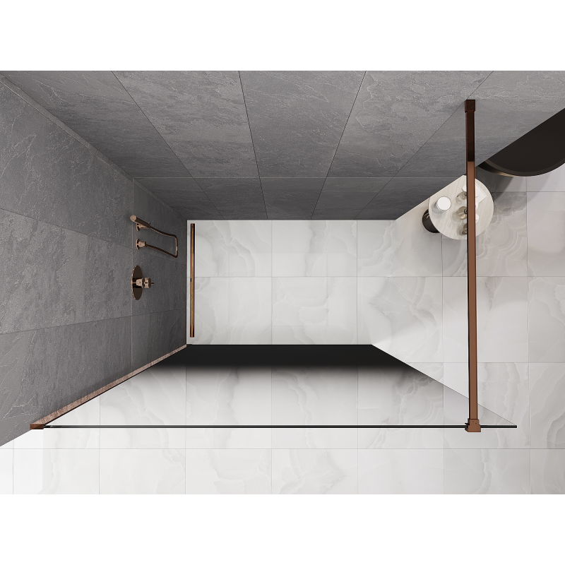 Mexen Kioto dušo sienelė Walk-in 120 x 200 cm, ombre juoda 8 mm, rožinis auksas - 800-120-101-60-76