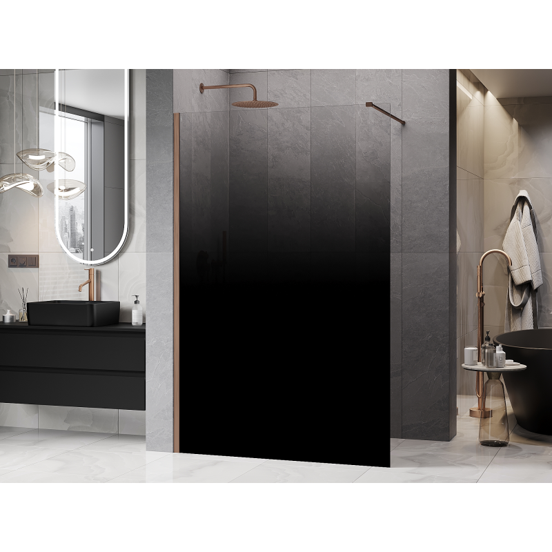 Mexen Kioto dušo sienelė Walk-in 120 x 200 cm, ombre juoda 8 mm, šlifuota varis - 800-120-101-65-76