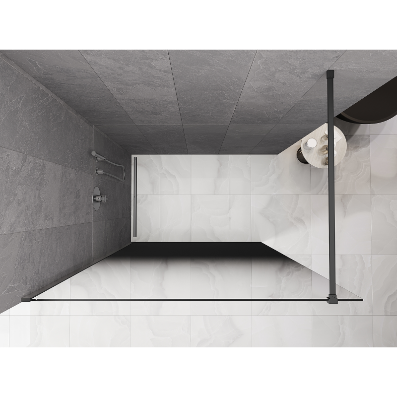 Mexen Kioto dušo sienelė Walk-in 100 x 200 cm, ombre juoda 8 mm, gun metal - 800-100-101-95-76