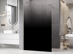 Mexen Kioto dušo sienelė Walk-in 150 x 200 cm, ombre juoda 8 mm, šlifuotas nikelis - 800-150-101-97-76