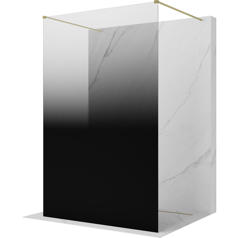 Mexen Kioto laisvai stovinti dušo pertvara 100 x 200 cm, ombre juoda 8 mm, auksinė matinė - 800-100-002-55-76