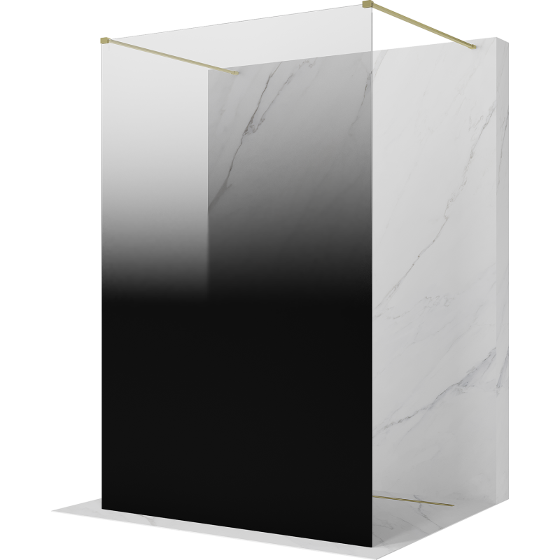 Mexen Kioto Laisvai stovinti dušo siena 130 x 200 cm, juodas Ombre 8 mm, auksinis šlifuotas - 800-130-002-55-76