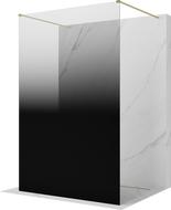 Mexen Kioto laisvai stovinti dušo sienelė 150 x 200 cm, ombre juoda 8 mm, auksinis šlifuotas - 800-150-002-55-76