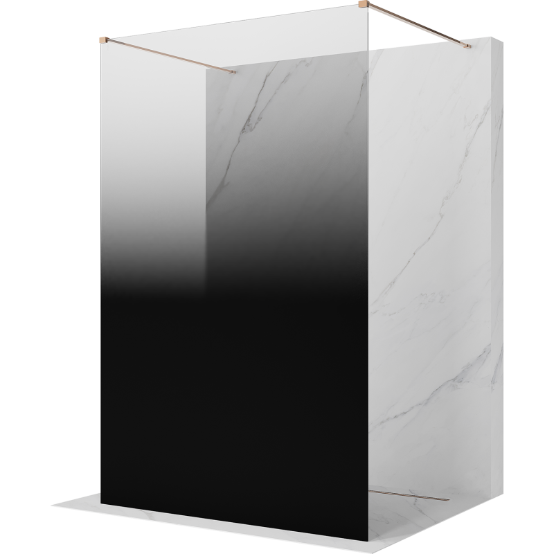 Mexen Kioto laisvai stovinti dušo siena 100 x 200 cm, ombre juoda 8 mm, rožinis auksas - 800-100-002-60-76