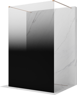 Mexen Kioto Laisvai stovinti dušo siena 130 x 200 cm, ombre juoda 8 mm, rožinis auksas - 800-130-002-60-76