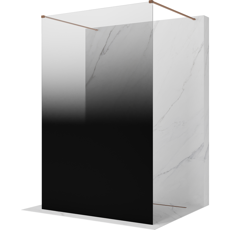 Mexen Kioto laisvai stovinti dušo sienelė 100 x 200 cm, juodas ombre 8 mm, šlifuotas varis - 800-100-002-65-76