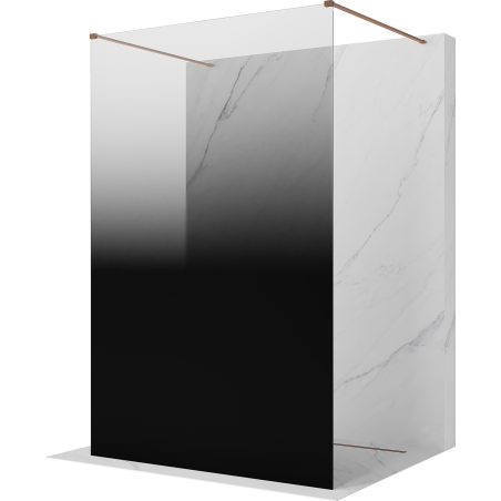 Mexen Kioto laisvai stovinti dušo sienelė 100 x 200 cm, juodas ombre 8 mm, šlifuotas varis - 800-100-002-65-76