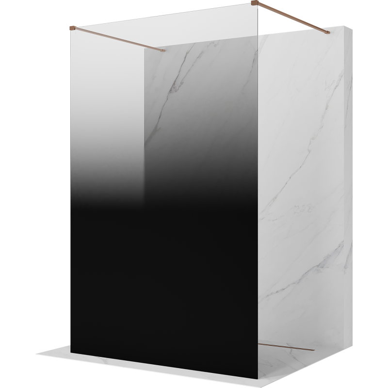 Mexen Kioto laisvai pastatoma dušo pertvara 120 x 200 cm, juodos ombre 8 mm, šepečiu valytas varis - 800-120-002-65-76