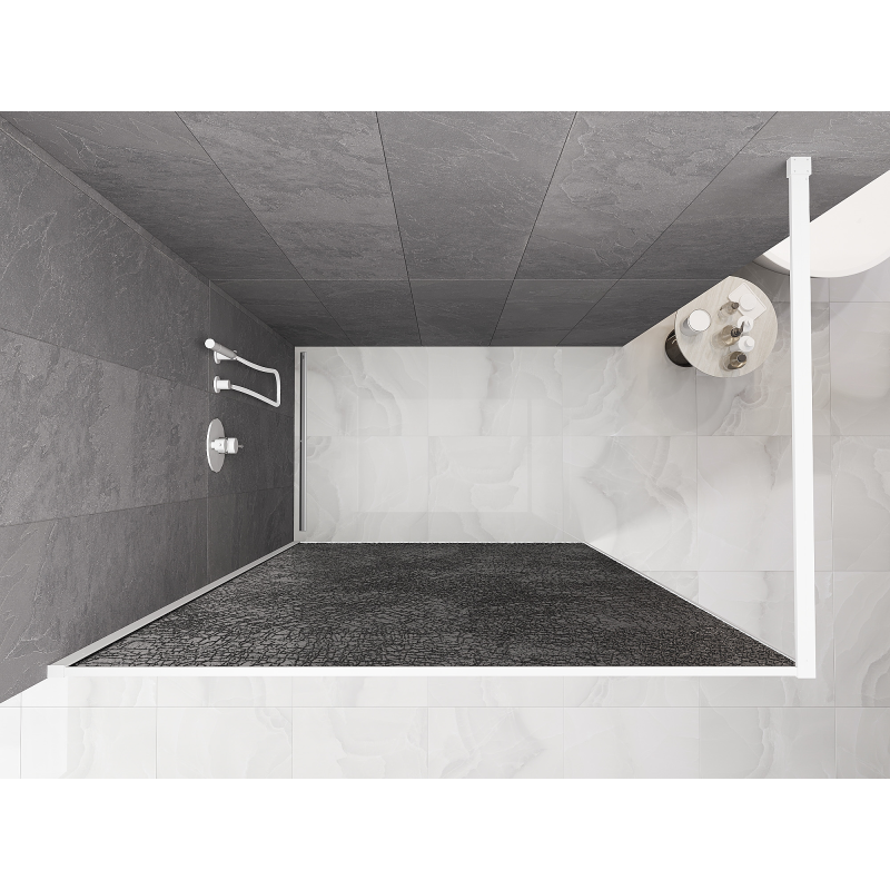 Mexen Kioto dušo kabinos pertvara Walk-in 120 x 200 cm, grafito crackle 12 mm, balta - 800-120-101-20-44-X