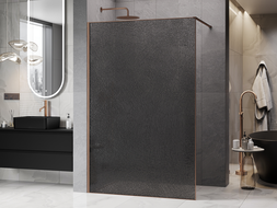 Mexen Kioto dušo sienelė Walk-in 80 x 200 cm, grafito crackle 12 mm, šlifuotas varis - 800-080-101-65-44-X