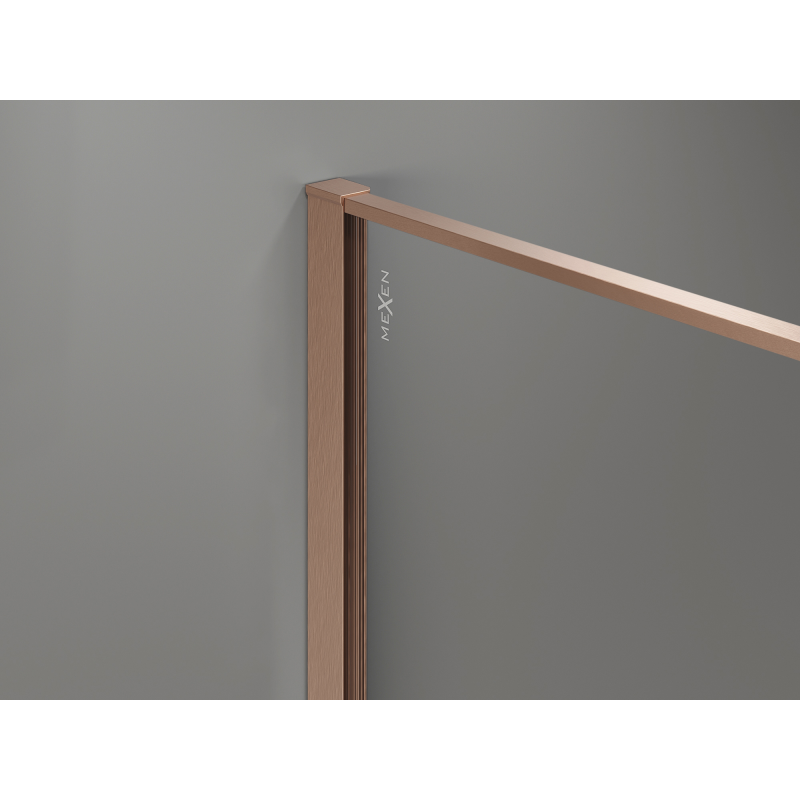 Mexen Kioto dušo sienelė Walk-in 90 x 200 cm, grafito crackle 12 mm, šukuotas varis - 800-090-101-65-44-X