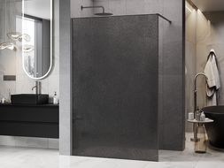 Mexen Kioto dušo siena Walk-in 100 x 200 cm, crackle grafitas 12 mm, gun metal - 800-100-101-95-44-X