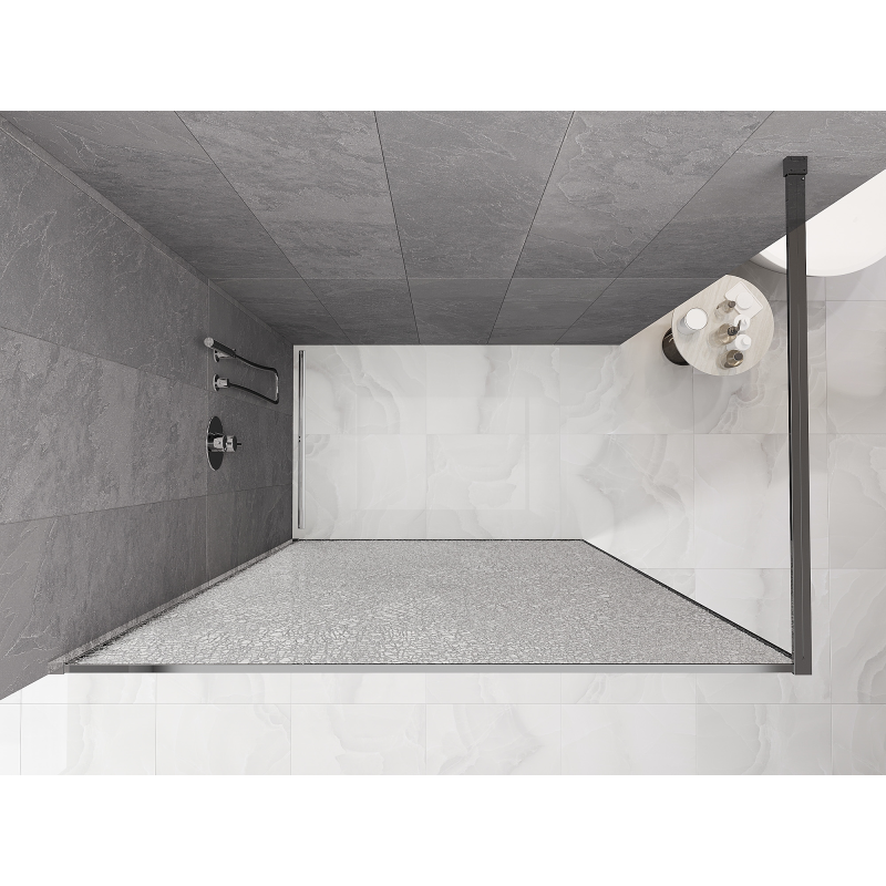 Mexen Kioto dušo sienelė Walk-in 90 x 200 cm, crackle permatomas 12 mm, chromas - 800-090-101-01-04-X