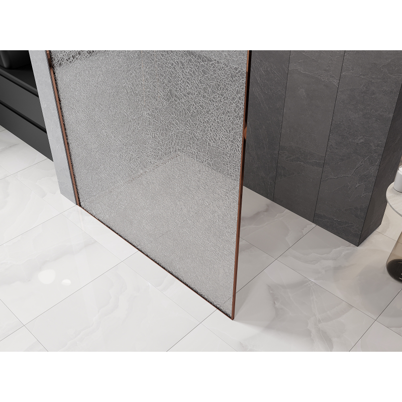 Mexen Kioto dušo siena Walk-in 130 x 200 cm, crackle skaidrus 12 mm, rožinis auksas - 800-130-101-60-04-X