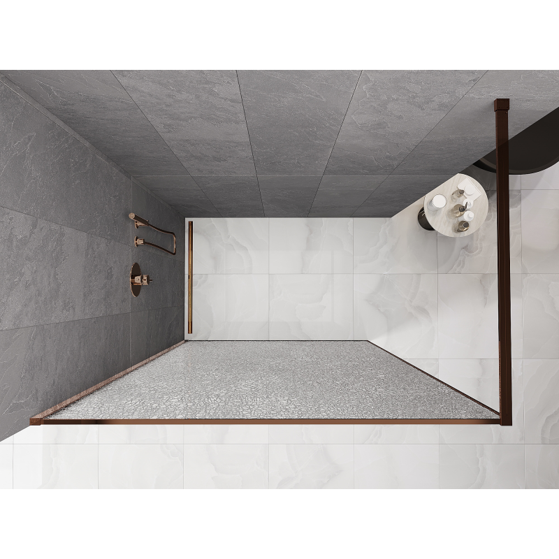 Mexen Kioto Dušo siena Walk-in 90 x 200 cm, crackle permatomas 12 mm, rožinis auksas - 800-090-101-60-04-X