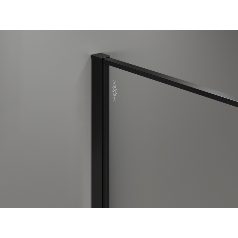 Mexen Kioto dušo sienelė Walk-in 130 x 200 cm, skaidri su crackle efektu 12 mm, juoda - 800-130-101-70-04-X
