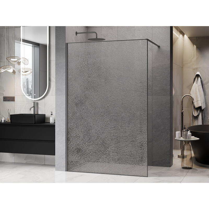 Mexen Kioto Dušo sienelė Walk-in 160 x 200 cm, crackle skaidrus 12 mm, gun metal - 800-160-101-95-04-X