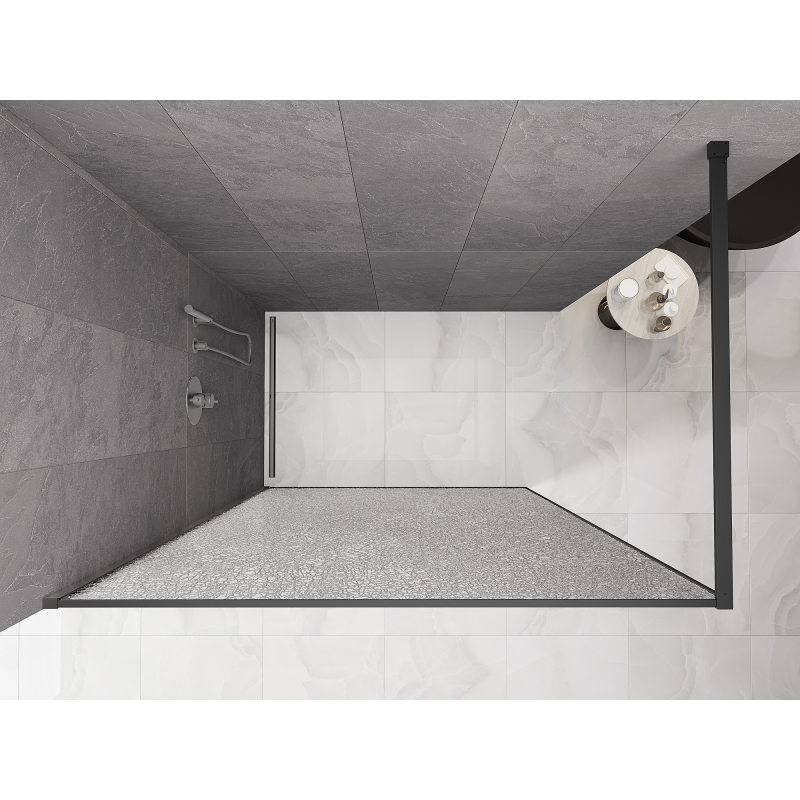 Mexen Kioto dušo sienelė Walk-in 70 x 200 cm, permatoma su crackle 12 mm, gun metal - 800-070-101-95-04-X