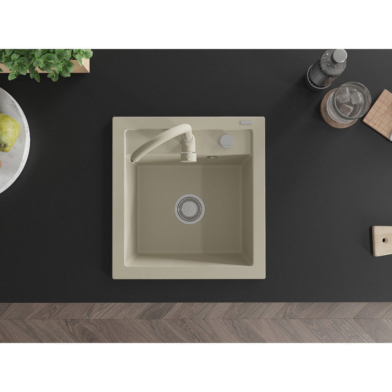 Mexen Vito vienos dalies granitinis plautuvas su Telma virtuviniu maišytuvu, smėlio spalvos - 6503-69-670200-69