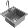 Mexen Vito granitinė vienos kameros virtuvinė plautuvė su Telma maišytuvu, pilka - 6503-71-670200-71