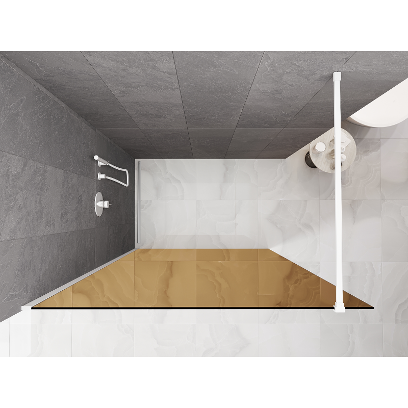 Mexen Kioto Dušo siena Walk-in 70 x 200 cm, bronzinė 8 mm, balta - 800-070-101-20-32