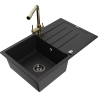 Mexen Bruno granitinė vieno dubens plautuvė su lašėtuvu ir virtuviniu čiaupu Duero, juoda - 6513-77-671600-50-B