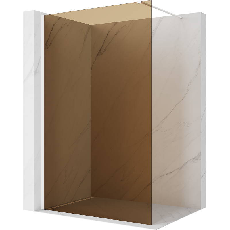 Mexen Kioto dušo sienelė Walk-in 130 x 200 cm, ruda 8 mm, balta - 800-130-101-20-32