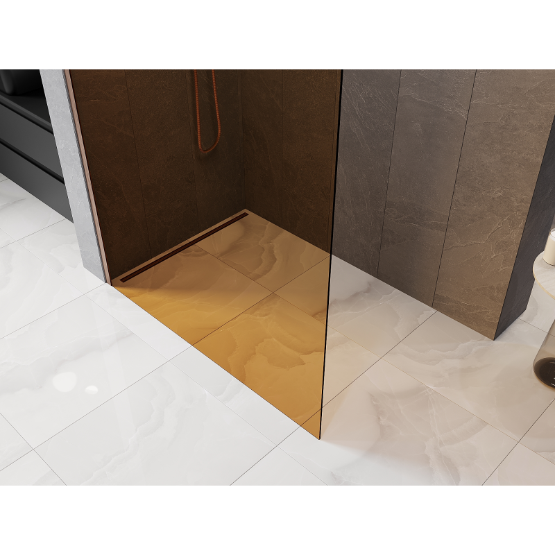 Mexen Kioto dušo kabina Walk-in 70 x 200 cm, bronza 8 mm, šlifuota varis - 800-070-101-65-32