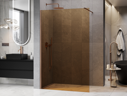 Mexen Kioto Dušo sienelė Walk-in 130 x 200 cm, bronzinė 8 mm, valcuotas varis - 800-130-101-65-32