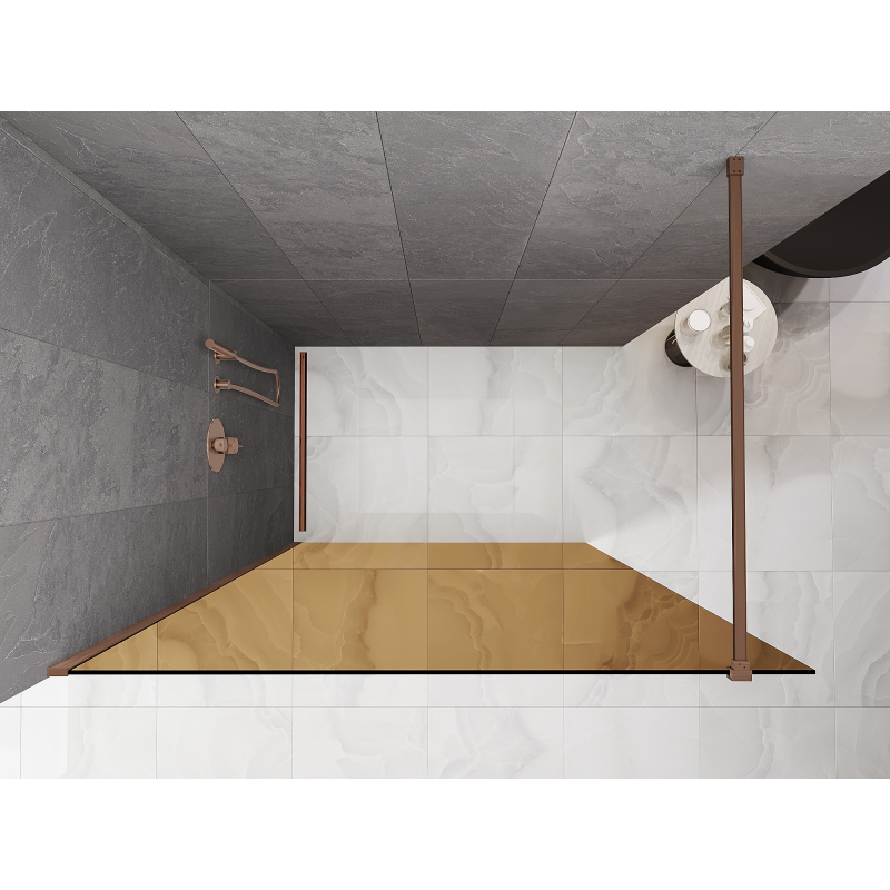 Mexen Kioto Dušo sienelė Walk-in 130 x 200 cm, bronzinė 8 mm, valcuotas varis - 800-130-101-65-32
