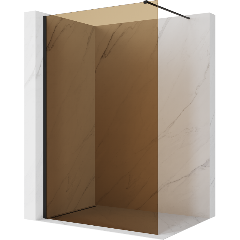 Mexen Kioto Dušo sienelė Walk-in 130 x 200 cm, 8 mm bronza, juoda - 800-130-101-70-32